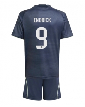 Billige Fotballdrakt Real Madrid Endrick #9 Replika Bortedraktsett Barn 2025-26 Kortermet (med bukser)